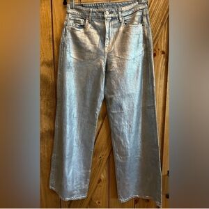 American Eagle Metallic Jeans. Super High Rise Baggy Wide Leg. Size 8 Short
